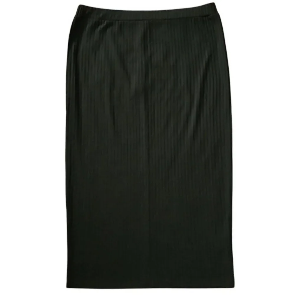 Avec Les Filles Ribbed Midi Skirt Medium New Black Designer Comfort Office